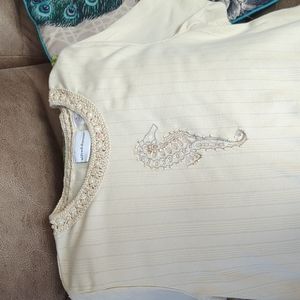 Embellished short sleeve top.